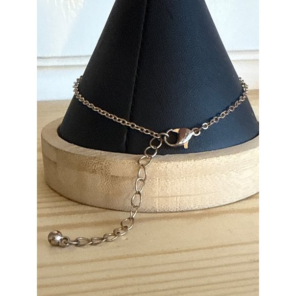 Gold-Tone Chain Ankle Bracelet With Dangling Cross Charms & Adjustable Clasp - Picture 2 of 3